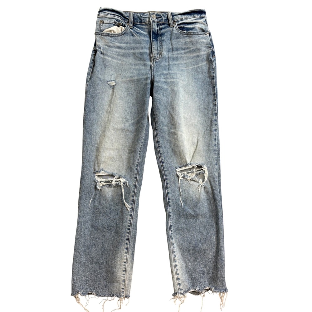 Daze Just Right High Rise Straight Leg Distressed Jeans Light Wash 29